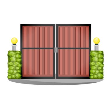 Dekoratif taş ve metal çit. Gates, manzara dış, tasarım.