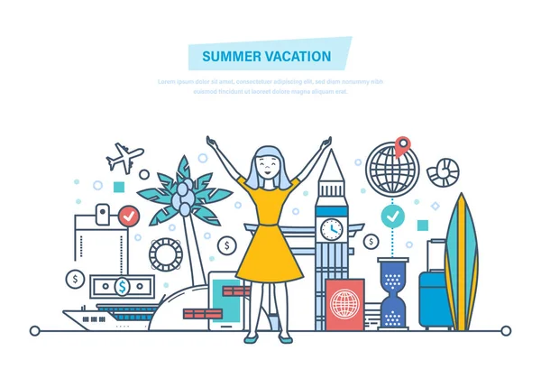 Summer vacation on the sea and the beach. — Stock Vector