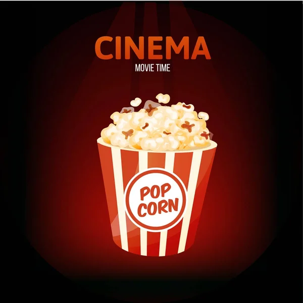 Bio, film tid koncept. Klassiska läckra popcorn i kartong. — Stock vektor