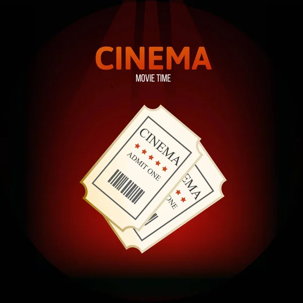 Cine, concepto de tiempo de cine. Dos entradas de cine retro en el cine . — Vector de stock