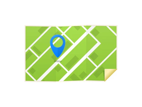 Hoja de ruta con marcadores de marcas brillantes de colores. Navegación GPS . — Archivo Imágenes Vectoriales