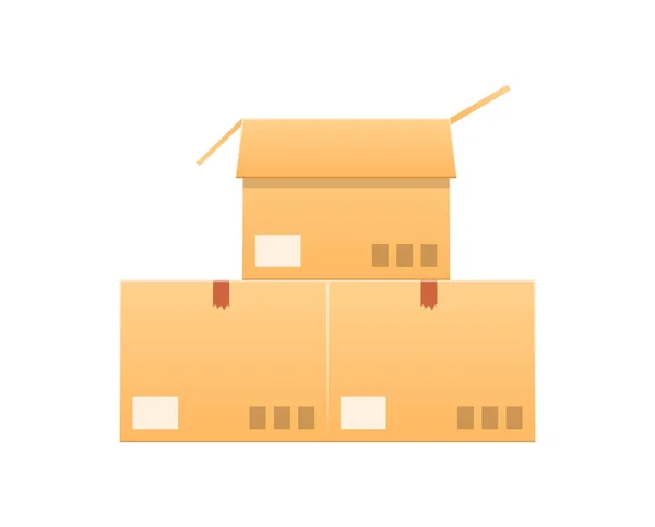 Kartong lådor set. Box, kartongförpackning, förpackning, ikoner. — Stock vektor