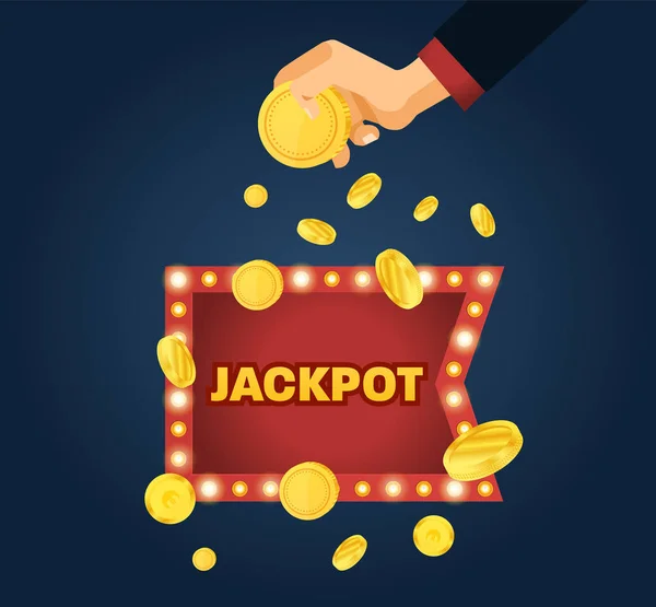Grande conceito de jackpot de vitória. Jackpot do Casino. Sorte, sucesso, crescimento financeiro . — Vetor de Stock