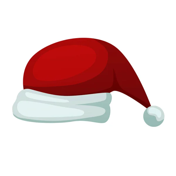 아름 다운 축제 빨간 크리스마스 산타 클로스 모자. — 스톡 벡터