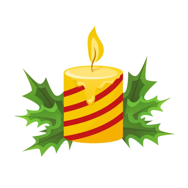 З Різдвом і Новим Роком. Різдвяна свічка з полум'ям . — стоковий вектор