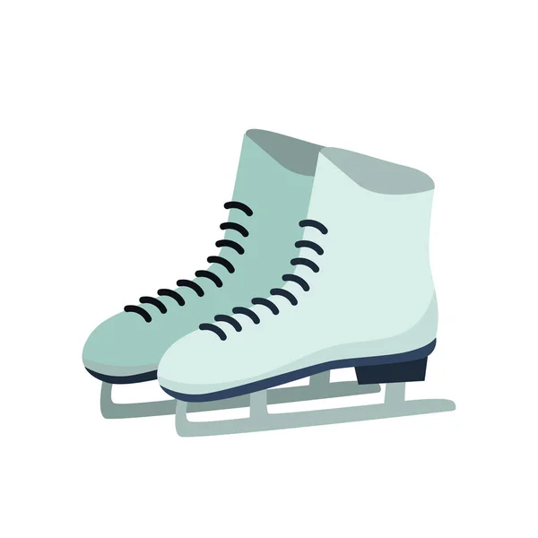 Winter pair of white skates. Female skates for ice skating. — Stock Vector