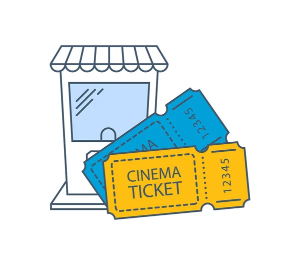 Entradas de cine en sala de cine concepto de iconos. Cine, tiempo de cine . — Vector de stock