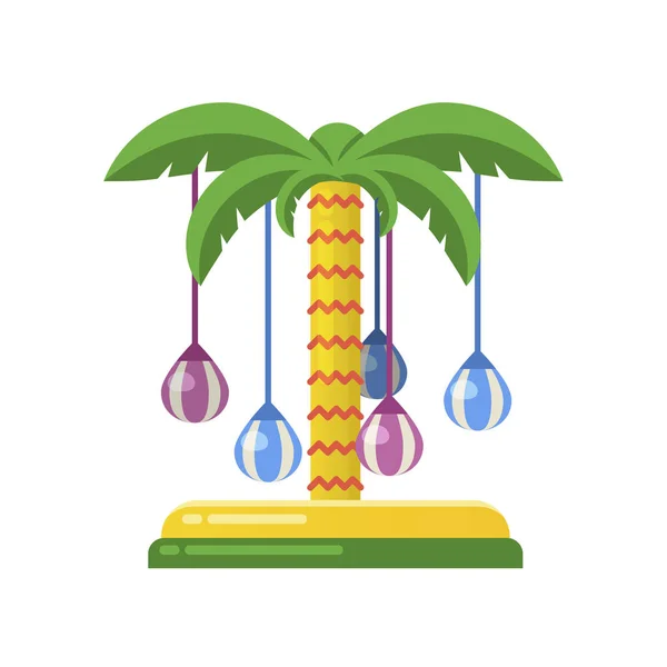 Carruseles para niños, columpios, en forma de palmera, bajo dosel . — Vector de stock