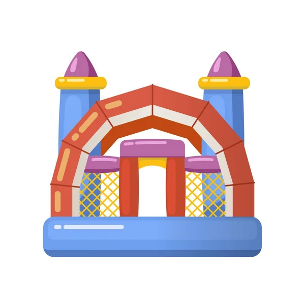 Игровой надувной комплекс для детей, веселящихся на надувной детской площадке . — стоковый вектор