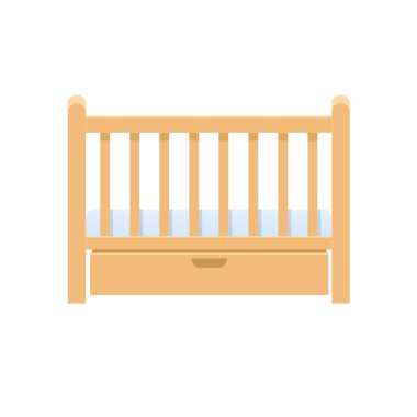 Dikdörtgen planlı ahşap Yatak Beşik, yastık, minder bebekler için ile.