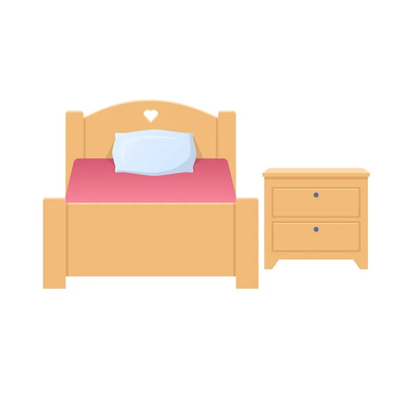 수 면, 휴식을 위한 시간입니다. 침대, 담요와 베개와 침대. — 스톡 벡터