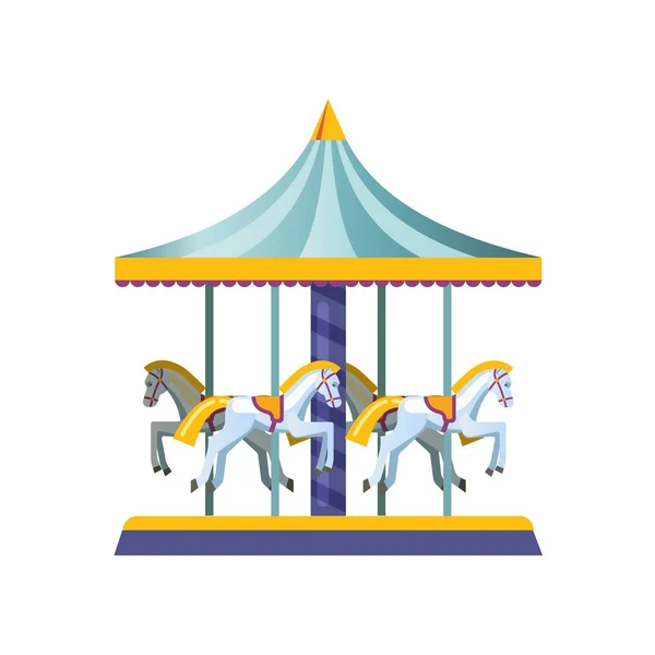 Barn karuseller, gungor, i form en attraktion med ridhästar. — Stock vektor