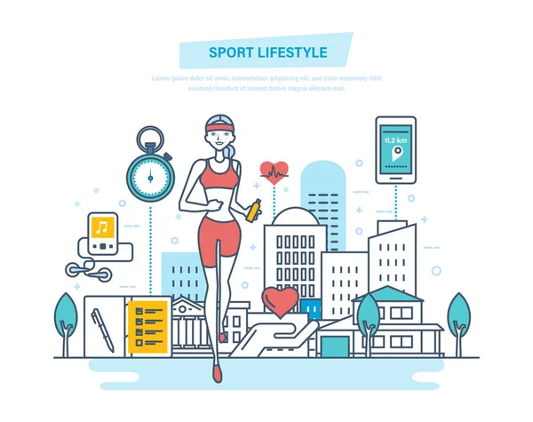 Spor yaşam tarzı kavramı. Fitness dersleri, sağlıklı yaşam, aktif spor, yoga. — Stok Vektör