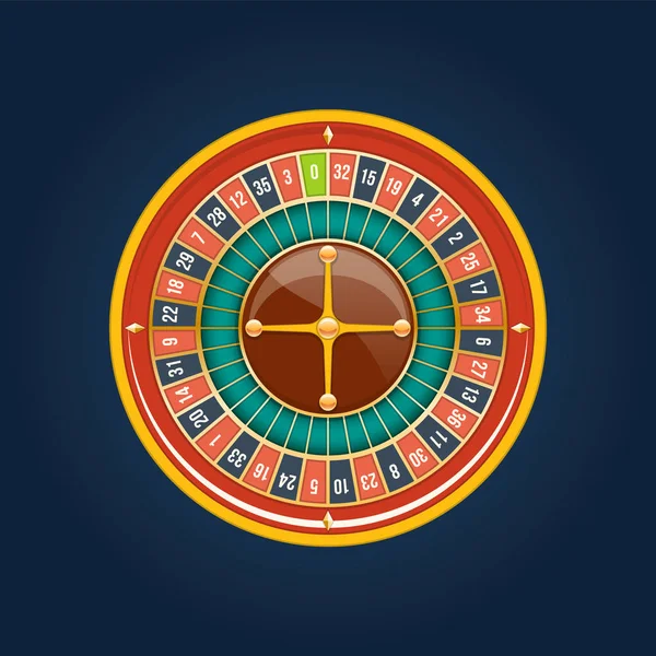 Casino jackpot realista. Rueda de ruleta, suerte, crecimiento financiero, ganancia monetaria . — Vector de stock