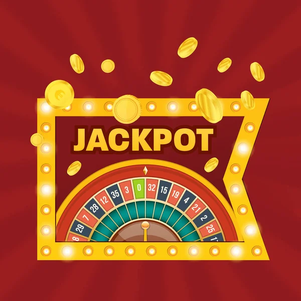 Velká výhra jackpotu. Vyhrajte znamení. Casino jackpot winner. Štěstí, úspěch. — Stockový vektor