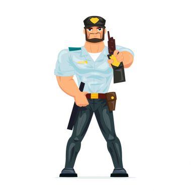 Polis, polis memuru, sertifika kişiliği ve meslek rozet gösterir.