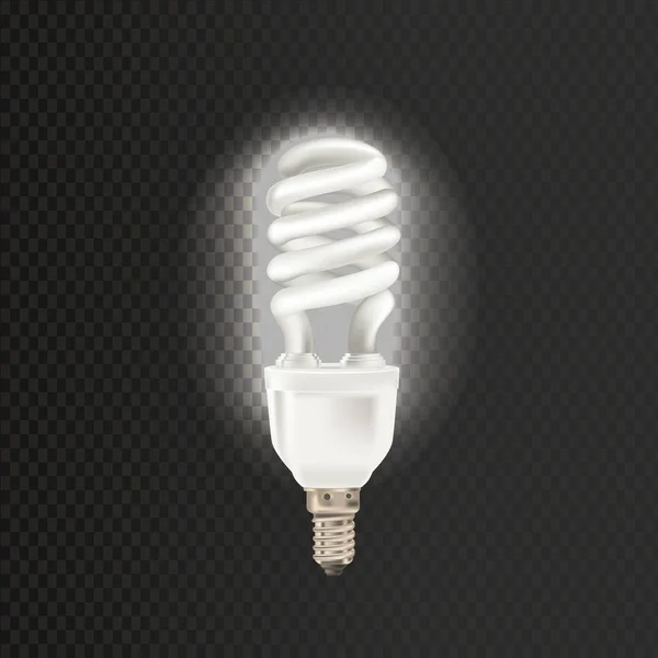 Lichte realistische fluorescentielamp. Zuinig, energiebesparende lampen. — Stockvector