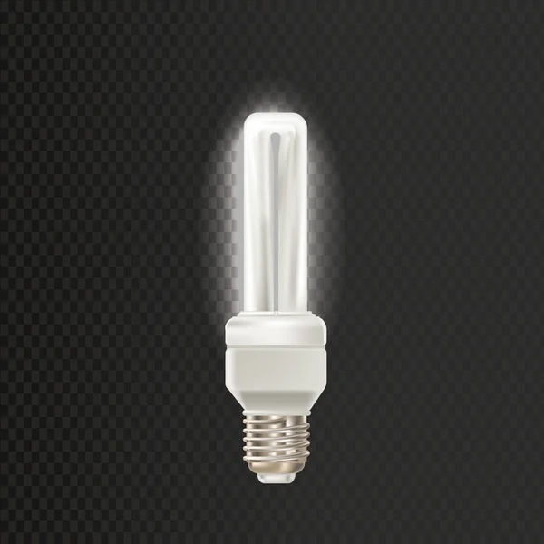 Luz lâmpada fluorescente realista. Economia, lâmpadas economizadoras de energia . —  Vetores de Stock