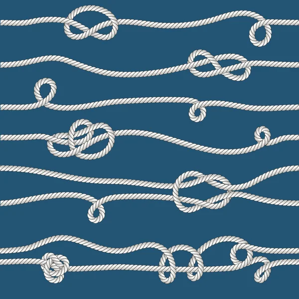 Pattern seamless background with marine rope knots in different directions. — Stock Vector