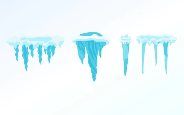 Σύνολο χειμώνα χιόνι icicles, χιονόμπαλες. Χριστούγεννα νιφάδες χιονιού, διακοσμήσεις, χιονοστιβάδα. — Διανυσματικό Αρχείο