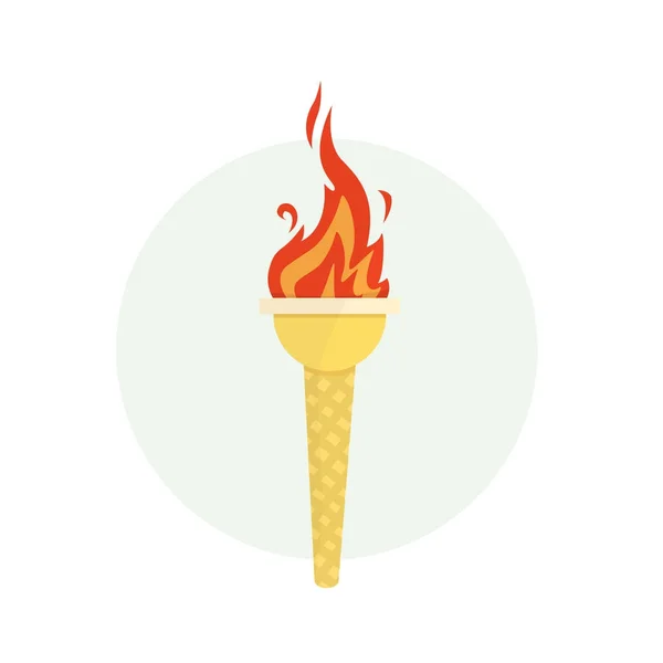 Torche avec feu de flamme, flamme olympique. Repos actif, événement sportif . — Image vectorielle