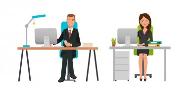 Ofis çalışanları, ortakları, Masa başında Ofis Masası üzerinde çalışma.