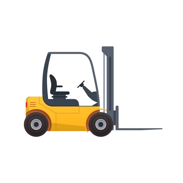 Forklift kamyon. Çatal yükleyici, palet yığılmış kutuları, dağıtım depo ile. — Stok Vektör