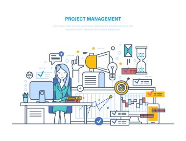 Proje yönetimi. Organizasyon, kontrol eden şirket kaynaklar, planlama proje hedefleri.