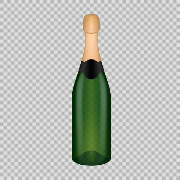 现实的模板空漂亮的玻璃香槟瓶与螺丝盖. — 图库矢量图片