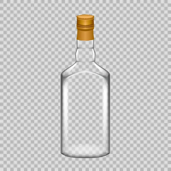 现实的模板空漂亮的玻璃威士忌瓶与螺丝盖. — 图库矢量图片