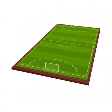 Gerçekçi futbol alanı şablonu, Bahçesi yeşil çim ve manzara ile.