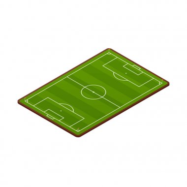 Gerçekçi futbol alanı şablonu, Bahçesi yeşil çim ve manzara ile.