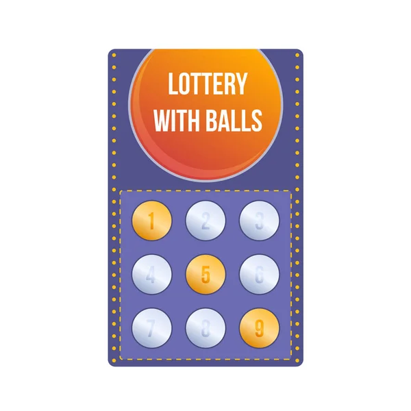 Biglietto della lotteria per l'estrazione di denaro e premi. Lotteria con le palle . — Vettoriale Stock