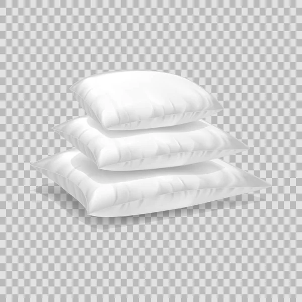Realistyczne wzór szablonu białe poduszki. Kupie białe poduszki układu. — Wektor stockowy