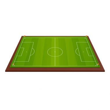 Gerçekçi futbol alanı şablonu, Bahçesi yeşil çim ve manzara ile.