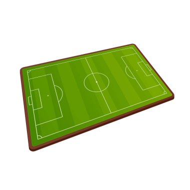 Gerçekçi futbol alanı şablonu, Bahçesi yeşil çim ve manzara ile.