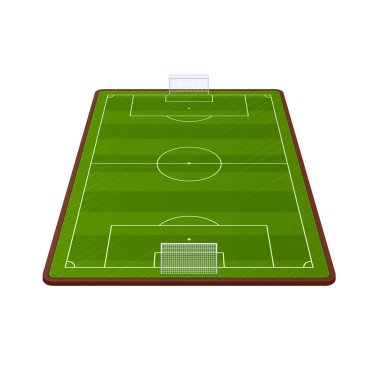 Gerçekçi futbol alanı şablonu, Bahçesi yeşil çim ve manzara ile.