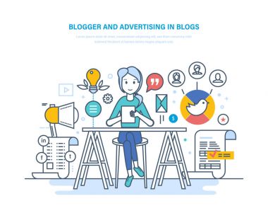 Blogger, bloglarda reklam. Sosyal ağlarda çalışmak. Kitle iletişim araçları memnun.