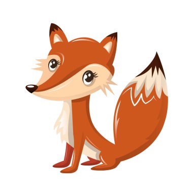 Funny wild cartoon fox. Modern wild animals from zoo. clipart