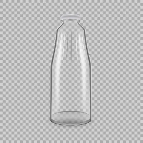 現実的なテンプレート、ジュースの空のガラス透明瓶の牛乳. — ストックベクタ
