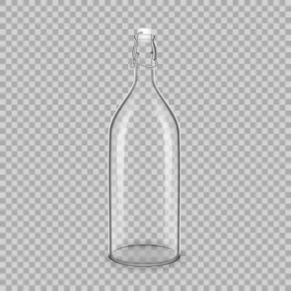 Realistic template of empty glass transparent bottles for milk. — Stock Vector