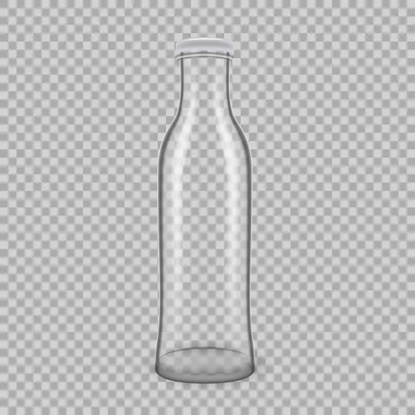 牛乳の空のガラス透明ボトルの現実的なテンプレート. — ストックベクタ