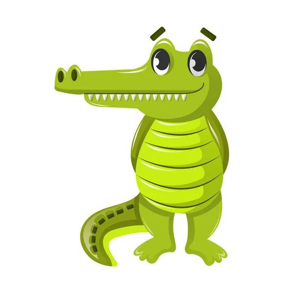 Beautiful funny cartoon crocodile. Inhabitant of tropical lowlands. — Stock Vector