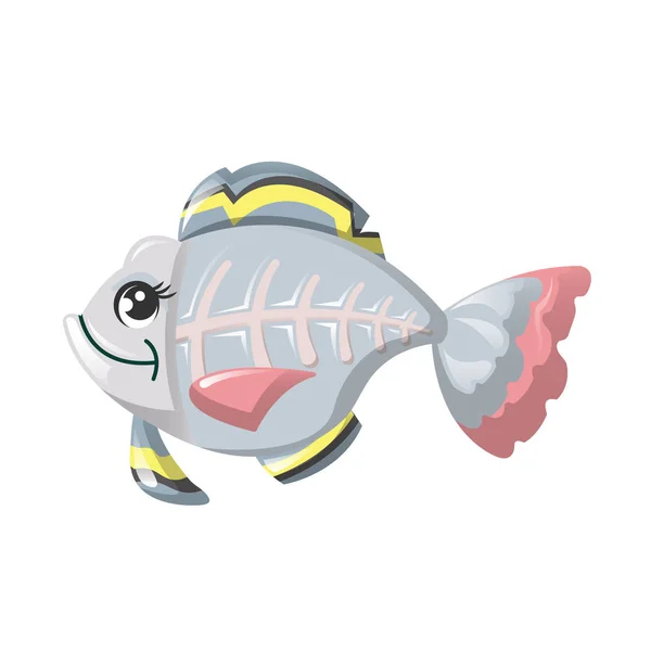Divertido habitante marino de aguas profundas. Rayos X de pescado, animales lindos . — Archivo Imágenes Vectoriales