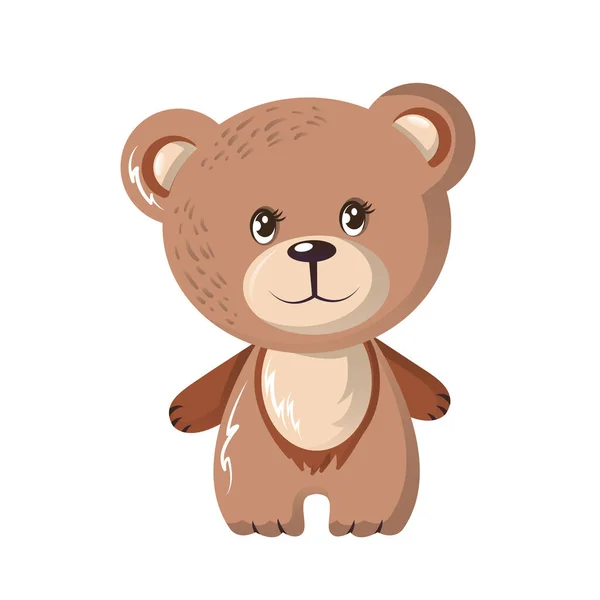 Hermoso oso de dibujos animados divertido. Lindo, esponjoso, oso omnívoro, mamíferos familiares . — Vector de stock