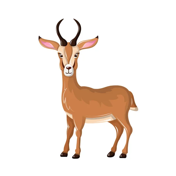 Belle antilope drôle de dessin animé. Mignon, antilope rapide avec des cornes acérées . — Image vectorielle