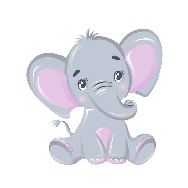 Funny funny African elephant. Cute animal from the wild. — Stock Vector