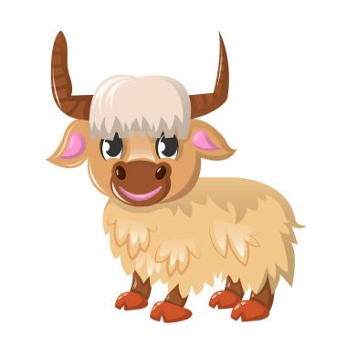 Güzel komik karikatür yabani boğa - yak. Büyük renkli yak.