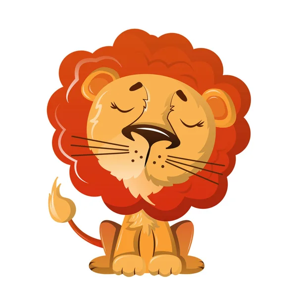 Lwa śmieszne kreskówki dziki z ładnym wyglądem rodzaju. Dzikie zwierzęta. — Wektor stockowy
