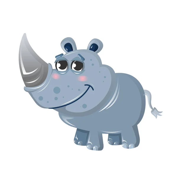 Funny funny African rhinoceros. Cute animal from the wild. — Stock Vector